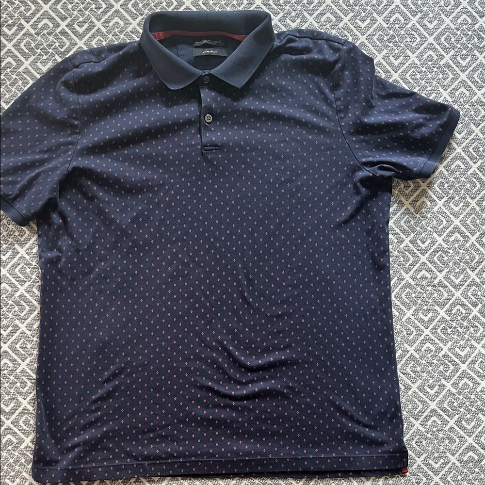 Banana Republic Men's Polo in Navy with Red Accents - XLT or XXL